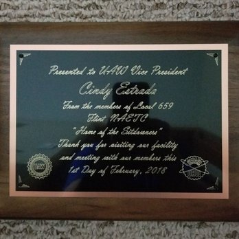 M & T Engraving - This is a plaque for the Vice President of the UAW. On clear walnut board. - Engraving Near Me - Flint, Michigan