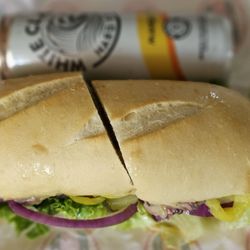 The Sandwich Spot - Sourdough sando next to a 12oz White Claw for size reference