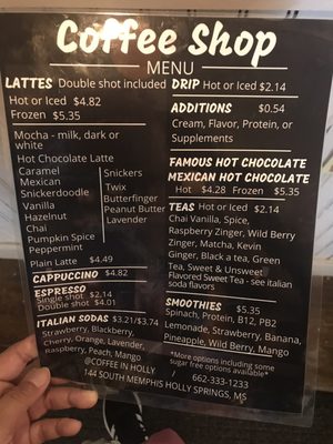 Menu photo 2 Coffee In Holly Holly Springs, MS