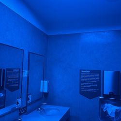 Thorntons - Blue light to prevent people from shooting up drugs. Never seen this before