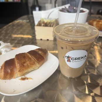 Greka - Traditional Croissant & Iced Caramel Latte - Coffee & Tea Near Me - Bronx, New York Greka - Traditional Croissant & Iced Caramel Latte - Coffee & Tea Near Me - Bronx, New York