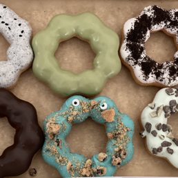 Mochi donuts: black sesame, matcha, Oreo, chocolate, Cookie Monster, Andes mint Mochi donuts: black sesame, matcha, Oreo, chocolate, Cookie Monster, Andes mint