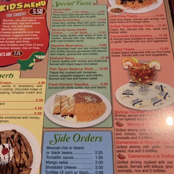 El Nopal Mexican Restaurant  - Part of the menu - Mexican Near Me - Cold Spring, Kentucky