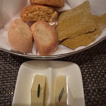 Geronimo - Complimentary bread basket. Did not disappoint esp with their house butter. - French Near Me - Santa Fe, New Mexico