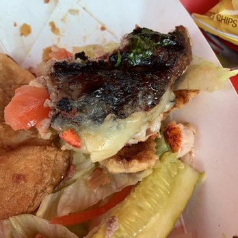 Claws - Surf and Turf burger - I do not recommend. - Seafood Near Me - Rockland, Maine