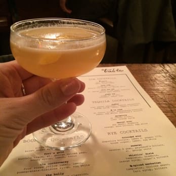 The Table - the cocktail menu and a drink off their bourbon list, "the fool's gold" - New American Near Me - San Jose, California