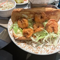 Shrimp poboy... it was okay the coleslaw was delicious Shrimp poboy... it was okay the coleslaw was delicious
