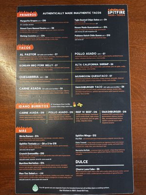Menu photo 3 Spitfire Tacos + Tequila Eagle, ID Menu photo 3 Spitfire Tacos + Tequila Eagle, ID
