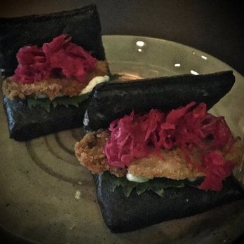 Pagu - SQUID INK OYSTER BAO: Panko oyster, norioli, shies, purple cabbage - Japanese Near Me - Cambridge, Massachusetts