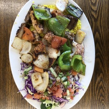 opa cafe - Chicken and Beef Kebab served with rice, tzatzki and cucumber salad - Mediterranean Near Me - San Francisco, California opa cafe - Chicken and Beef Kebab served with rice, tzatzki and cucumber salad - Mediterranean Near Me - San Francisco, California