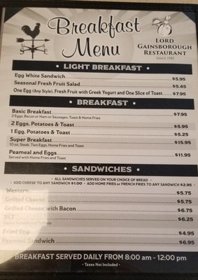 Menu photo 3 Lord Gainsborough Restaurant London, ON