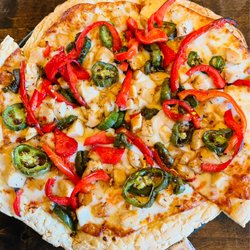 Special Hot Honey Pepper Pizza with Chicken, Jalapeños, Red Peppers and Hot Honey