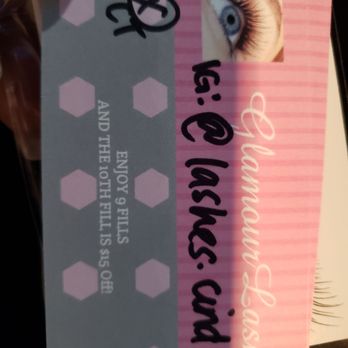 GlamourLash - Cindy's business card - Eyelash Service Near Me - Riverside, California
