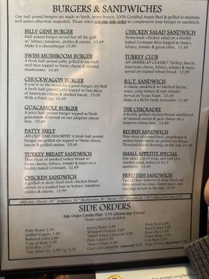 Menu photo 2 Billy Gene's Restaurant Kerrville, TX