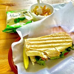 Sue Sue's Sandwich Shop - Cajun Turkey Sandwich with pasta salad