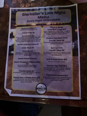Menu photo 1 Bierkeller Taylor, MI