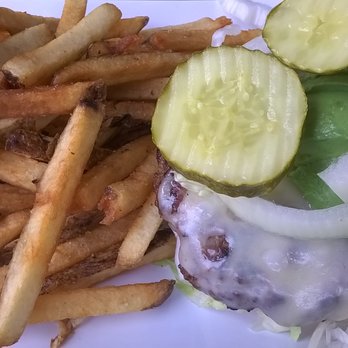 4th Street Bar & Grill - Avocado Swiss Burger & fries - Bars Near Me - Columbus, Indiana