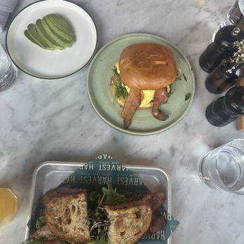 Harvest - breakfast brioche sandwich w/ a side of avocado and BLTA Toasted sandwich - Coffee & Tea Near Me - Midway, Utah