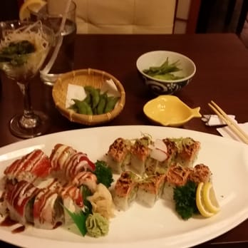 The Sushi California - Pretty good dinner with Edmame, seaweed salad, rainbow roll and baked salmon roll. - Japanese Near Me - Windsor, Ontario The Sushi California - Pretty good dinner with Edmame, seaweed salad, rainbow roll and baked salmon roll. - Japanese Near Me - Windsor, Ontario