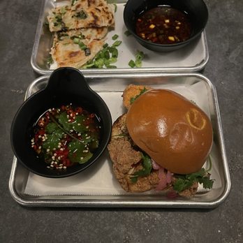 The Rabbit Hole - Spicy fried chicken sandwich Crispy scallion pancakes - Cocktail Bars Near Me - San Francisco, California The Rabbit Hole - Spicy fried chicken sandwich Crispy scallion pancakes - Cocktail Bars Near Me - San Francisco, California