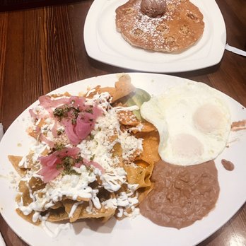 Harry's Restaurant - Chilaquiles and merenda pancake - Breakfast & Brunch Near Me - Houston, Texas