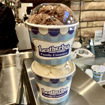 Leatherby's Family Creamery - Doubles to-go: peanut butter cookie dough (bottom) & Dutch chocolate chip (top) - Ice Cream & Frozen Yogurt Near Me - Orem, Utah Leatherby's Family Creamery - Doubles to-go: peanut butter cookie dough (bottom) & Dutch chocolate chip (top) - Ice Cream & Frozen Yogurt Near Me - Orem, Utah