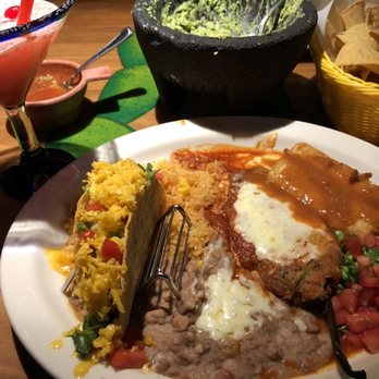 Mexicali Cantina Grill - Holden - Combo with chicken chimichanga, 1 taco, and a chile relleno (poblano pepper stuffed with cheese and fried). Comes with rice & refried beans. - Mexican Near Me - Holden, Massachusetts