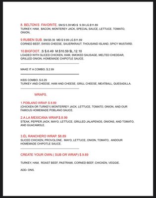 Menu photo 4 Texsubs Belton, TX