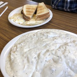 Village Inn - The whole order of biscuits, awesome, and the two eggs toast and sausage a heart warmer!