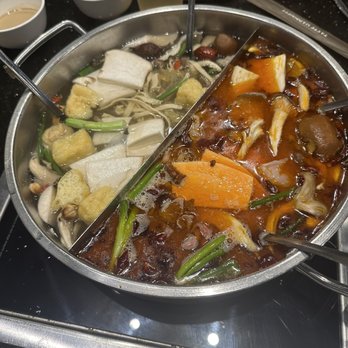 Happy Lamb Hot Pot - Veggie broth and spicy marrow broth - Hot Pot Near Me - Cambridge, Massachusetts