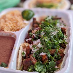 Loxicha Authentic Oaxaca Cuisine - Taco plate: carnitas, chorizo, Al pastor