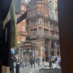 View from window seat. Great people watching!
