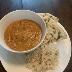 Indian Sweets Food and Spices - Butter Chicken, Garlic Naan, Rice Per Side Dish