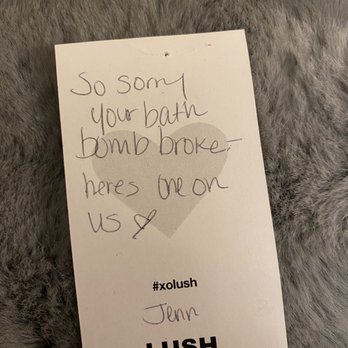 Lush Cosmetics - Note from employee - Cosmetics & Beauty Supply Near Me - Lake Grove, New York Lush Cosmetics - Note from employee - Cosmetics & Beauty Supply Near Me - Lake Grove, New York