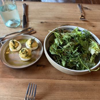 The Optimist - Deviled eggs & mixed greens - Seafood Near Me - Atlanta, Georgia The Optimist - Deviled eggs & mixed greens - Seafood Near Me - Atlanta, Georgia
