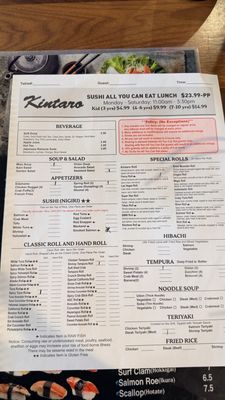 Menu photo 2 Kintaro Tucson, AZ