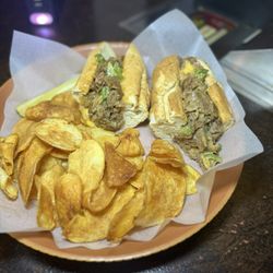 Philly Cheesesteak with fresh chips 10/10