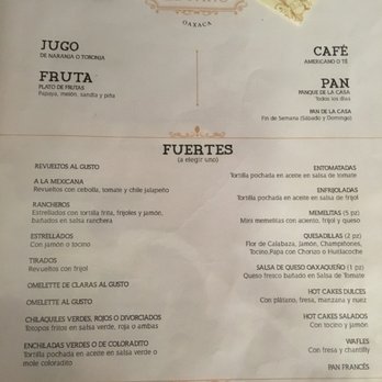 El Patio - Breakfast menu for hotel guests - Mexican Near Me - Oaxaca, OAX