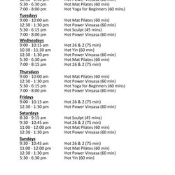 SUMMER SCHEDULE