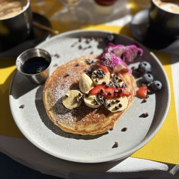 On Ocean 7 Cafe - Chocolate Chip Pancakes - New American Near Me - Miami Beach, Florida
