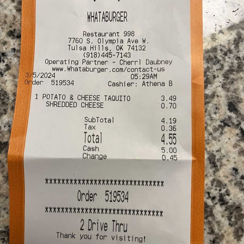 The charge for cheese when the potato egg and cheese taquito already comes with cheese I substituted square cheese for regular cheese