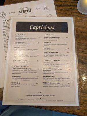 Menu photo 1 Capricious Local Eatery Newberry, FL Menu photo 1 Capricious Local Eatery Newberry, FL