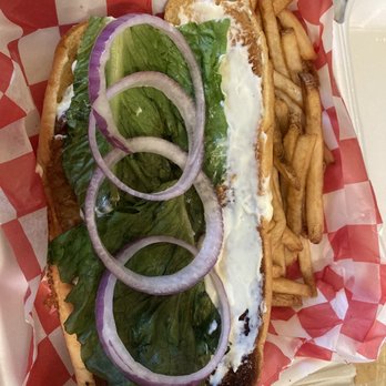 Big Woody's Bar & Grill - Fish sandwich & fries (lettuce & onions aren't fresh, had to take lettuce off) but over all very good! - Sports Bars Near Me - Chesapeake, Virginia Big Woody's Bar & Grill - Fish sandwich & fries (lettuce & onions aren't fresh, had to take lettuce off) but over all very good! - Sports Bars Near Me - Chesapeake, Virginia