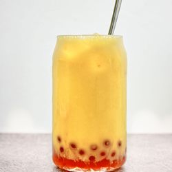 Mia's Vietnamese Cuisine FL - Mango Milk Tea with Strawberry Pop Boba