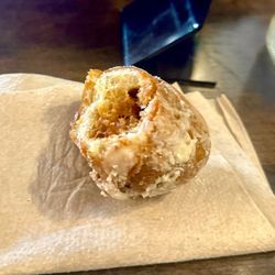 Sunday's Soda Fountain - Funky inside of a beignet from second batch after first batch was raw on the inside.