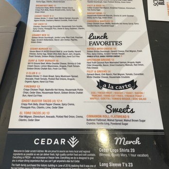 Cedar - Food menu - Breakfast & Brunch Near Me - Covington, Kentucky Cedar - Food menu - Breakfast & Brunch Near Me - Covington, Kentucky