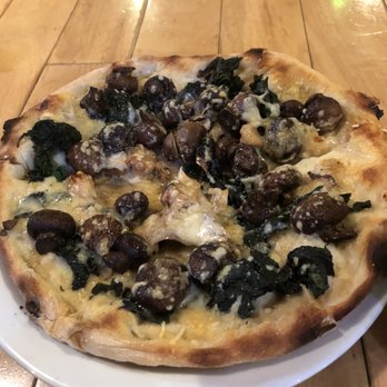 Industrial Eats - Mushrooms, Chard, Camembert, Confit Garlic - Pizza Near Me - Buellton, California Industrial Eats - Mushrooms, Chard, Camembert, Confit Garlic - Pizza Near Me - Buellton, California