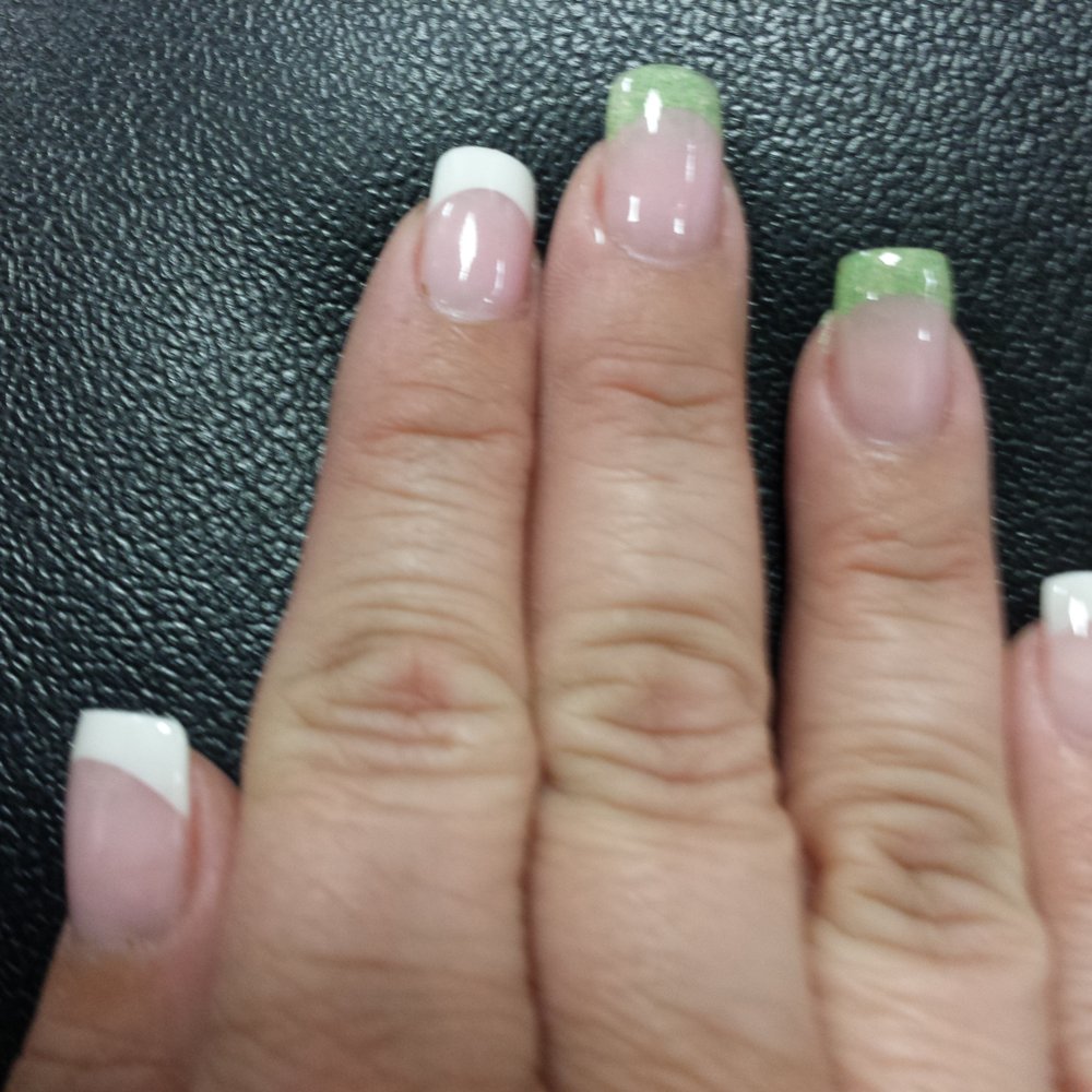 Allure Nail Salon - Loved the pink and white with a touch of green. Guess who wont be getting pinched on St. Patty's Day! - Nail Salons Near Me - Indianapolis, Indiana Allure Nail Salon - Loved the pink and white with a touch of green. Guess who wont be getting pinched on St. Patty's Day! - Nail Salons Near Me - Indianapolis, Indiana