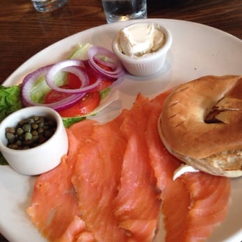 Beaumont's - Norwegian salmon with plain bagel - Bars Near Me - La Jolla, California Beaumont's - Norwegian salmon with plain bagel - Bars Near Me - La Jolla, California