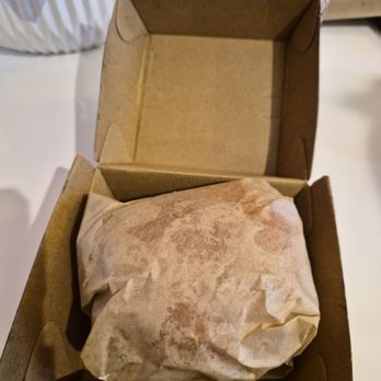 La Forêt - Royal Oak - Opened burger box with wrapped burger - Donuts Near Me - Burnaby, British Columbia La Forêt - Royal Oak - Opened burger box with wrapped burger - Donuts Near Me - Burnaby, British Columbia